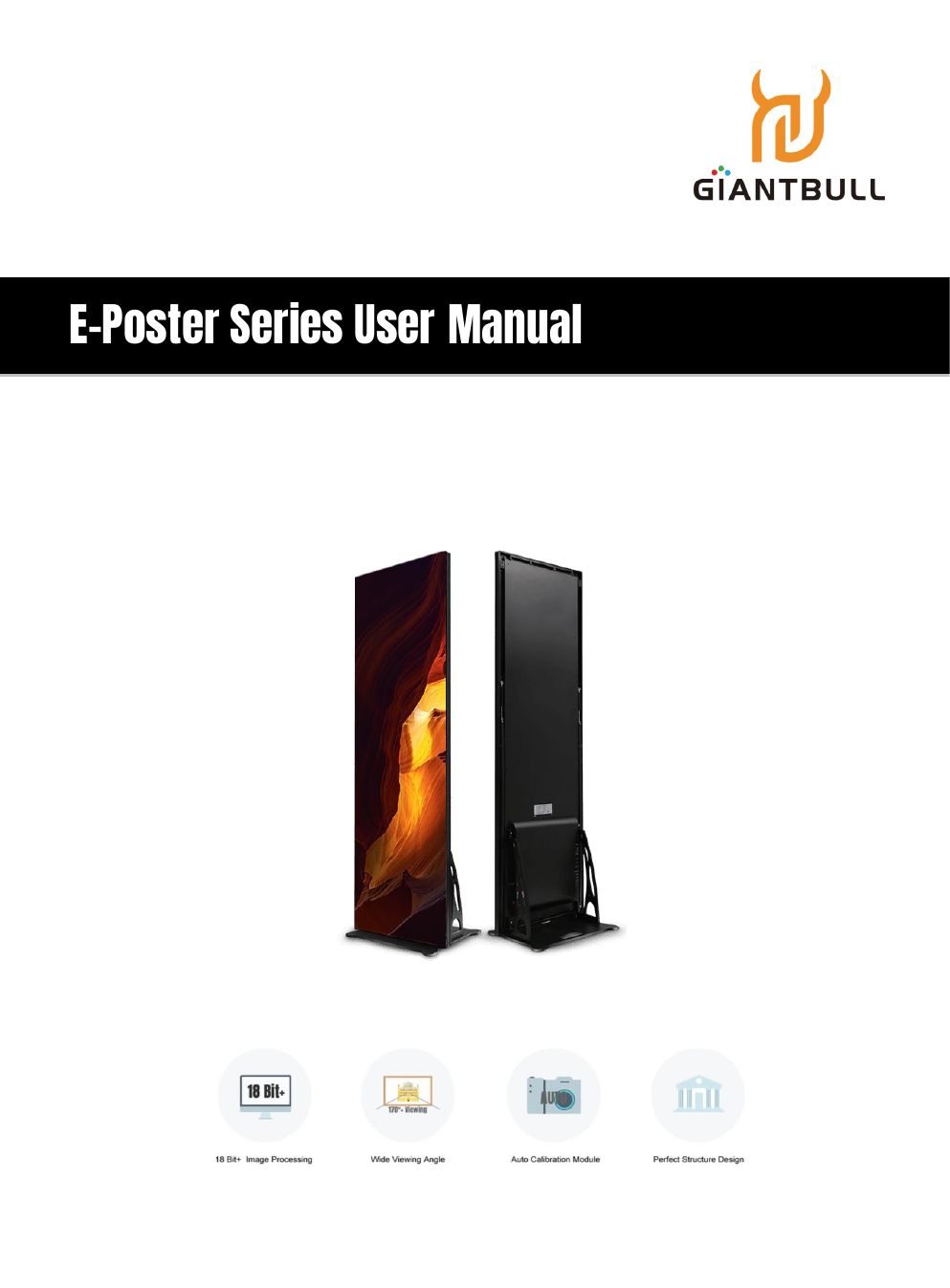 Complete E-Poster product shown from the front and rear
